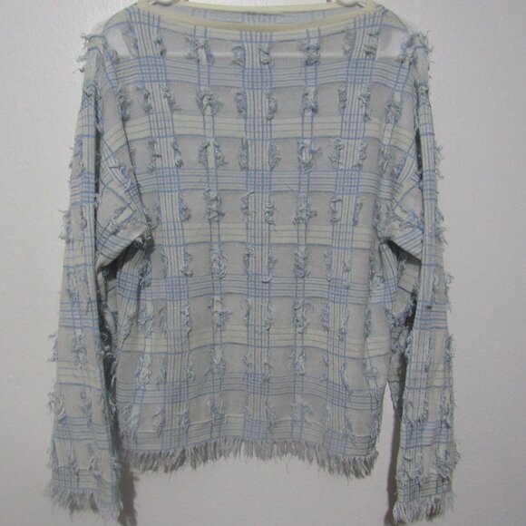 Lafayette 148 New York Size S Fringe-trim Bateau-neck Pullover in Cloud-multi - Picture 5 of 7